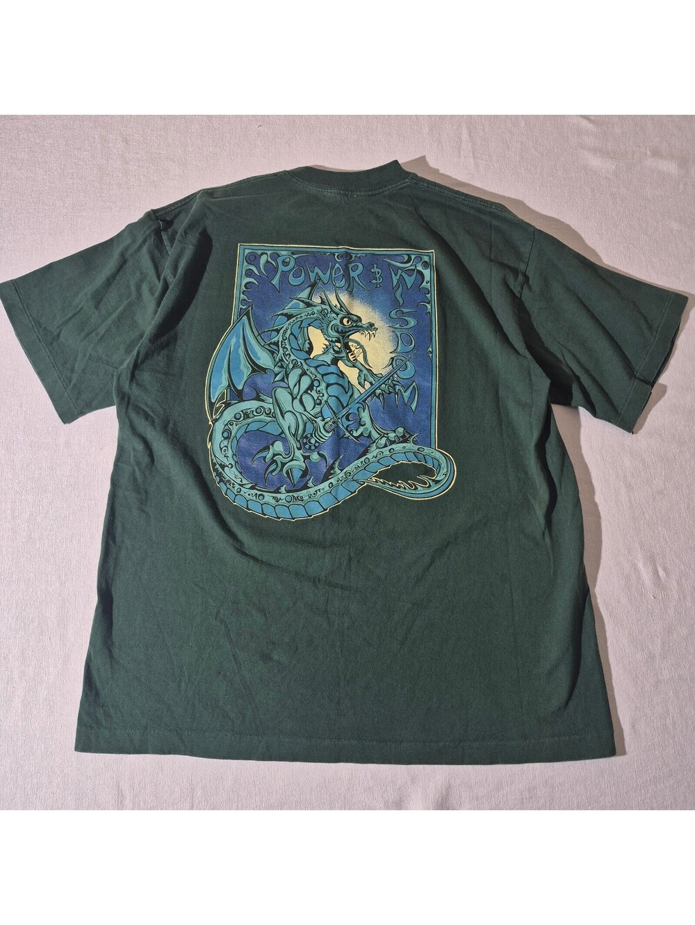 Vintage 90s dragon tee L Large Power & Wisdon single stitch graphic T-shirt